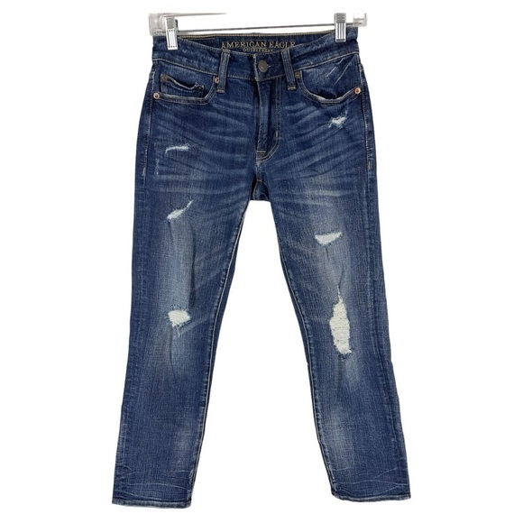 American Eagle Extreme Flex 4 Slim Straight Dark Wash Jeans 26 - Picture 1 of 13